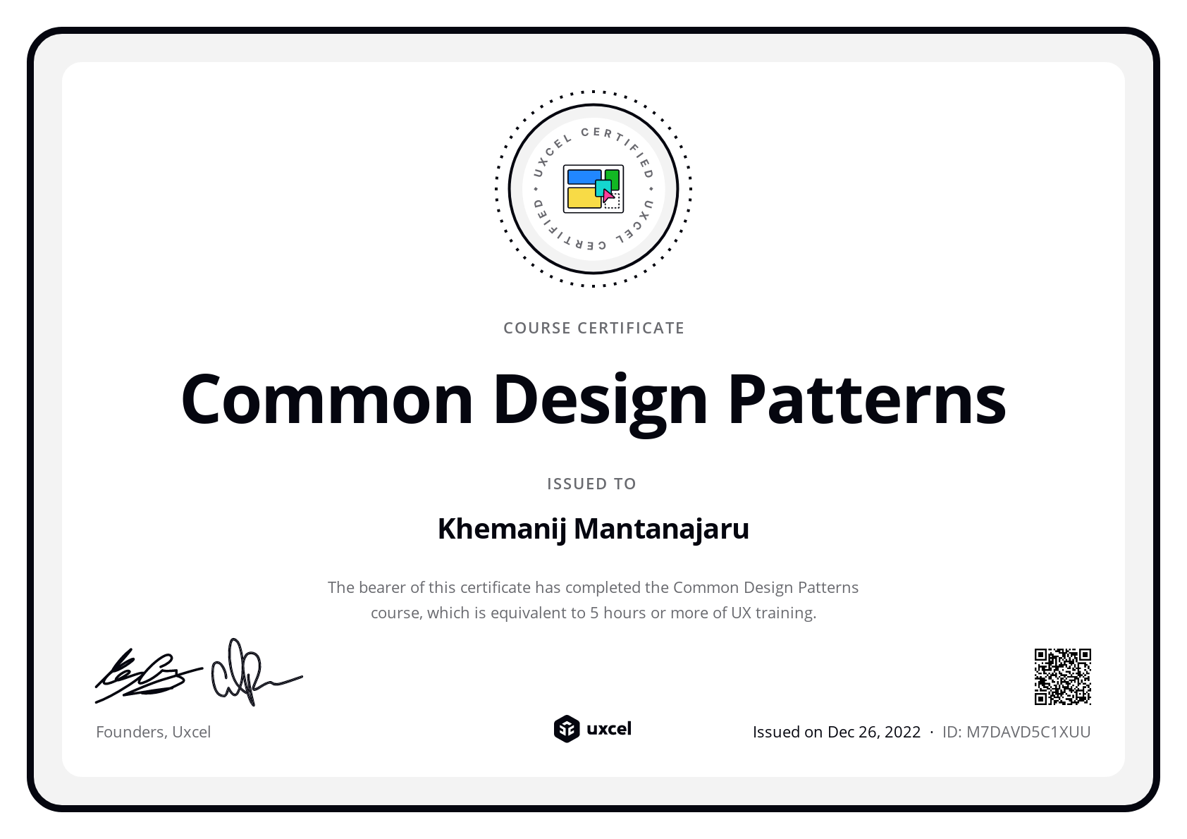 Khemanij Mantanajaru's certificate